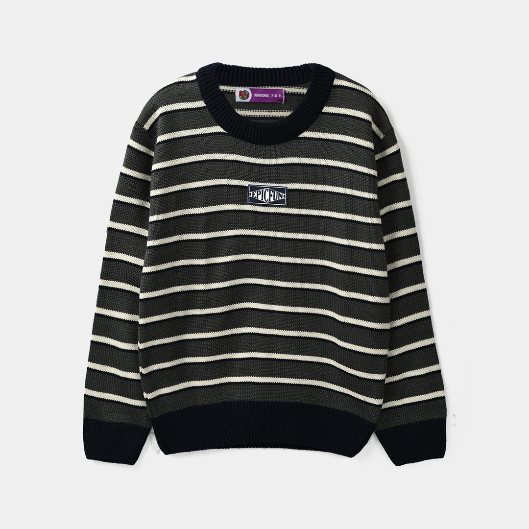 Boys Acrylic Sweater - Epic Fun - Navy & Grey