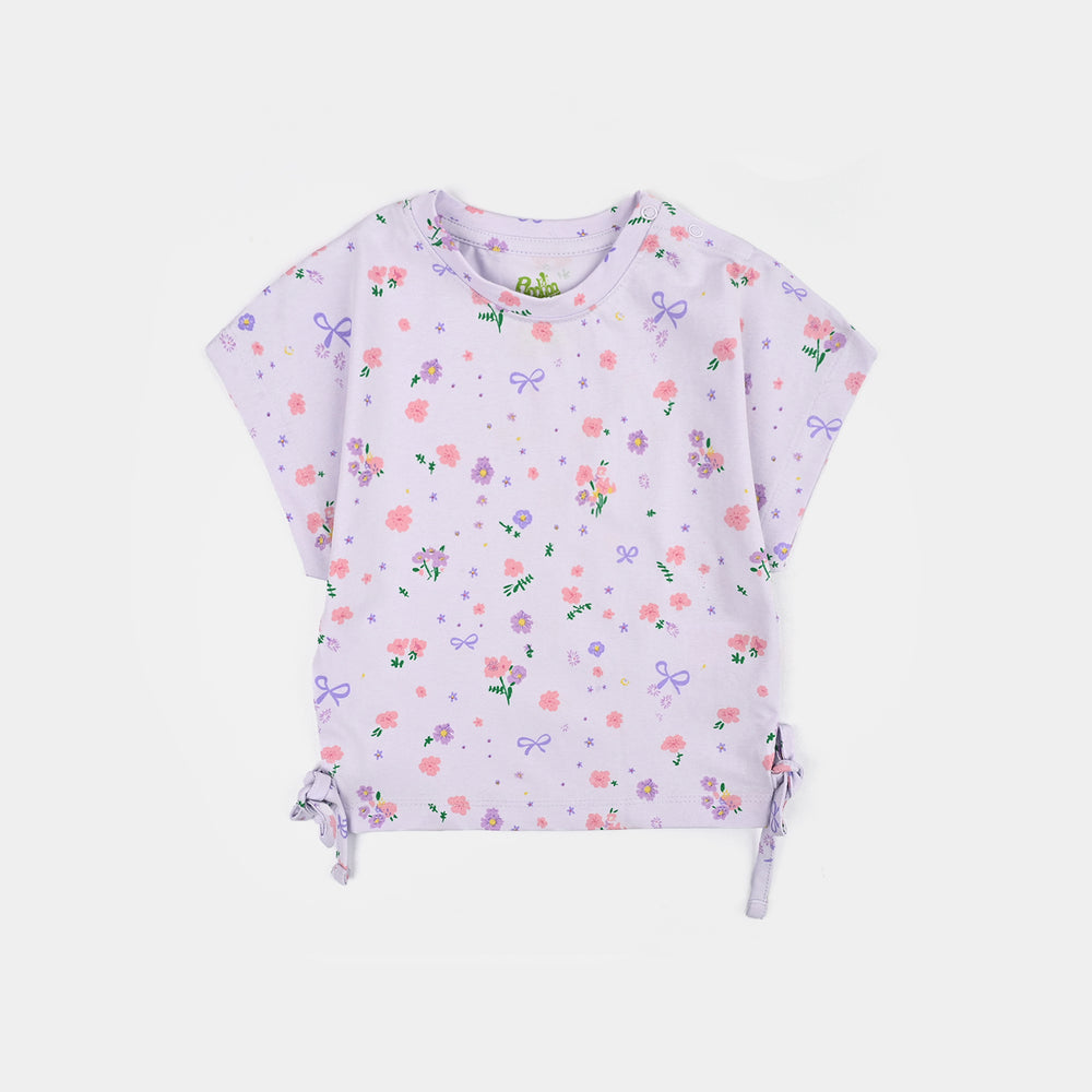 Infant Girls Cotton Interlock T-Shirt Purple Flower-light Purple