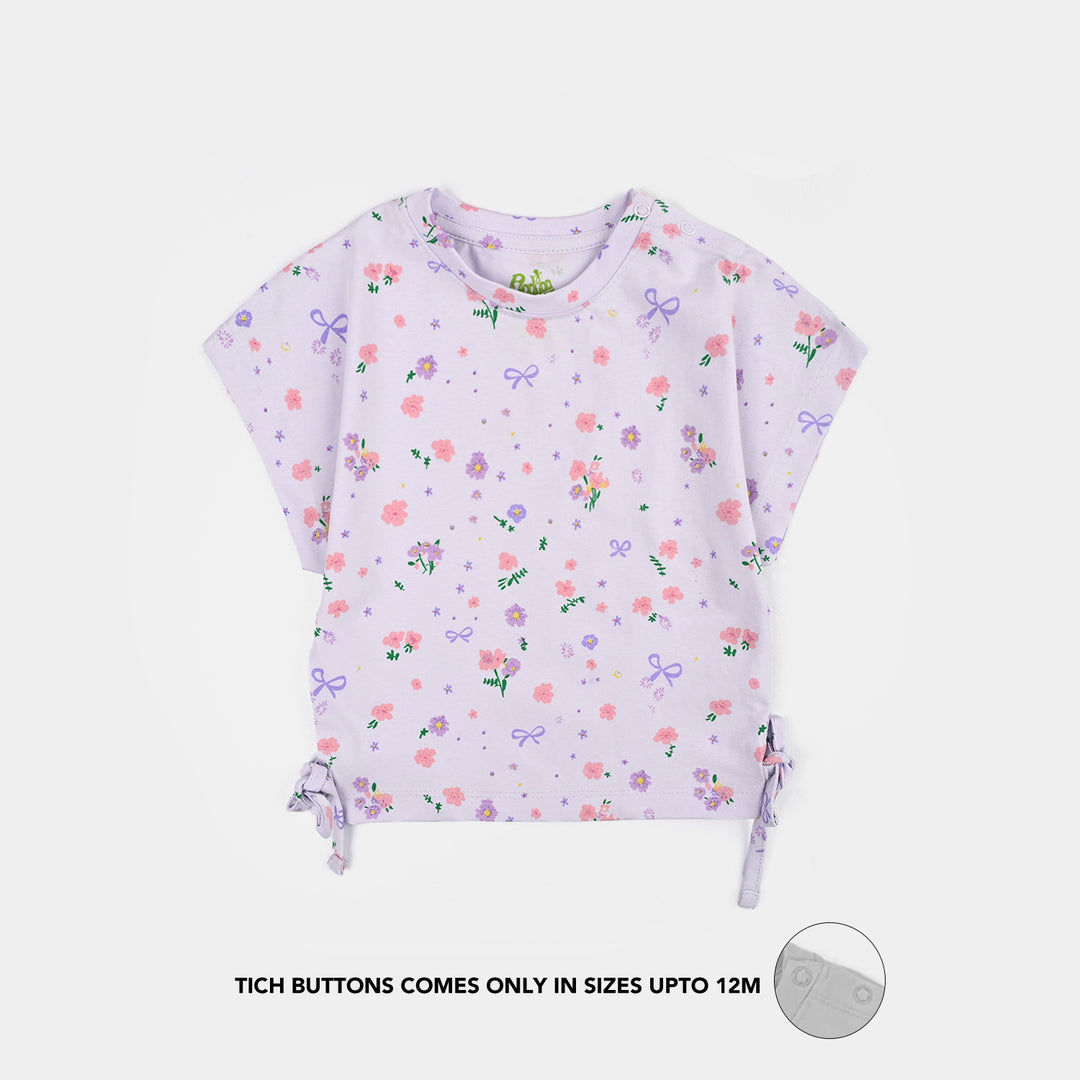Infant Girls Cotton Interlock T-Shirt Purple Flower-light Purple