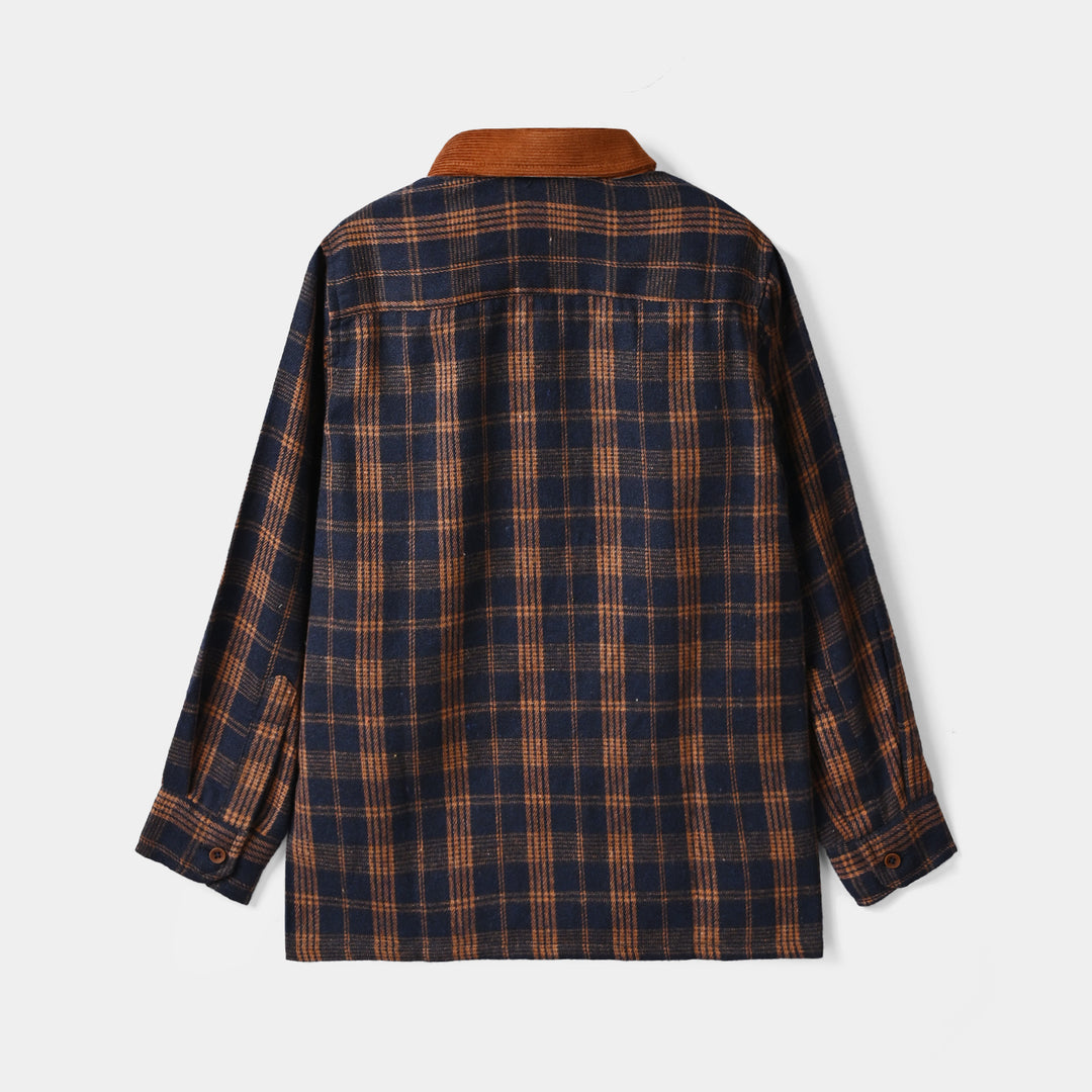Boys Flannel Shirt (Eight) - Navy & Check