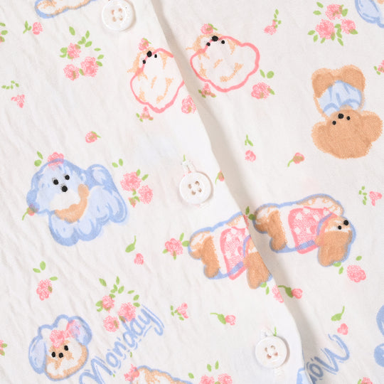 Infant Girls Linen Viscose Nightwear Friends - Off White