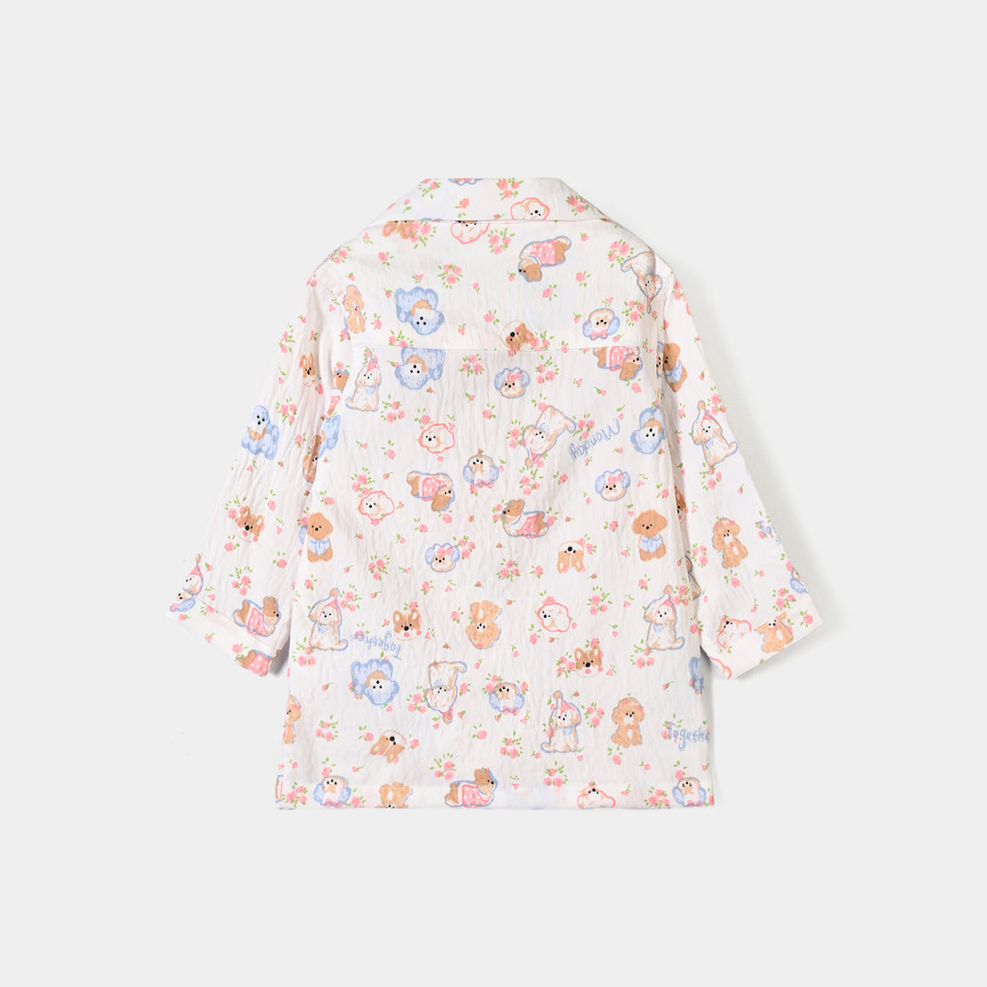 Infant Girls Linen Viscose Nightwear Friends - Off White