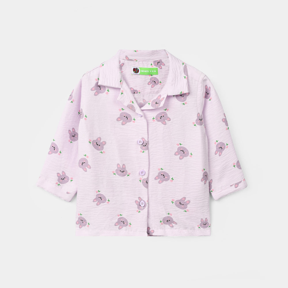 Infant Girls Linen Viscose Nightwear Bunny - Lilac