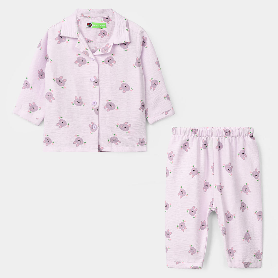 Infant Girls Linen Viscose Nightwear Bunny - Lilac
