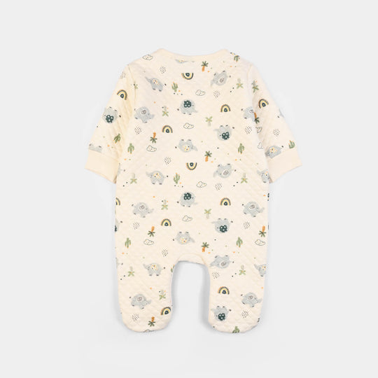 Infant Boys Quilted Romper Elephant- Cream