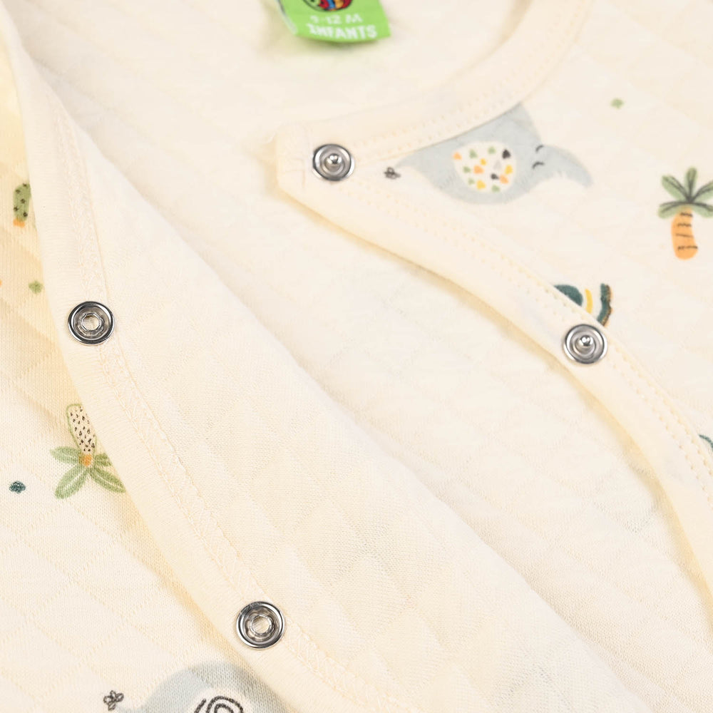 Infant Boys Quilted Romper Elephant- Cream