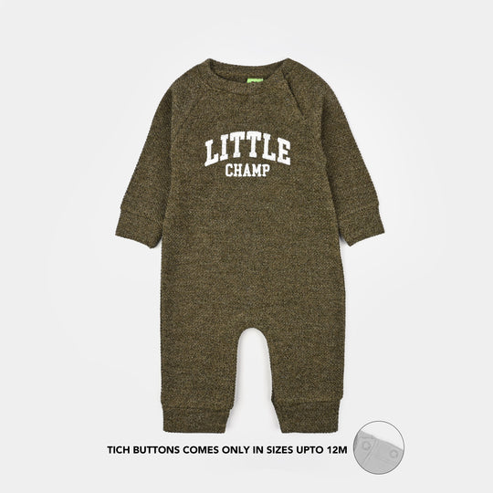 Infant Boys Sherpa Romper Little Champ - GREEN