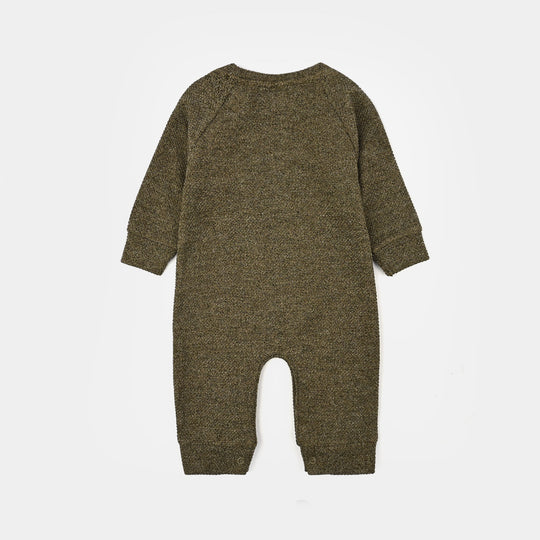 Infant Boys Sherpa Romper Little Champ - GREEN