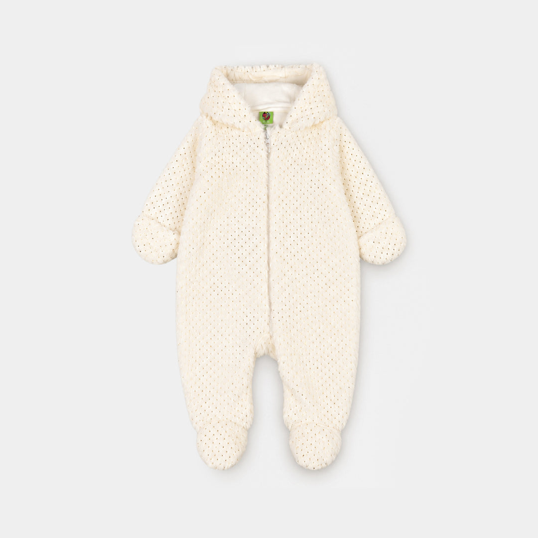 Infant Girls Sherpa Romper Twinkling-White