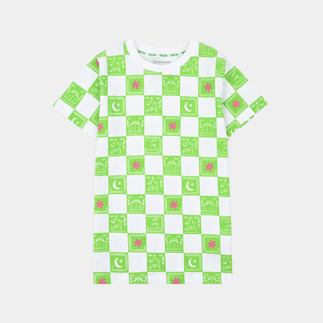 Girls Roshan Pakistan T-Shirt – Green & White