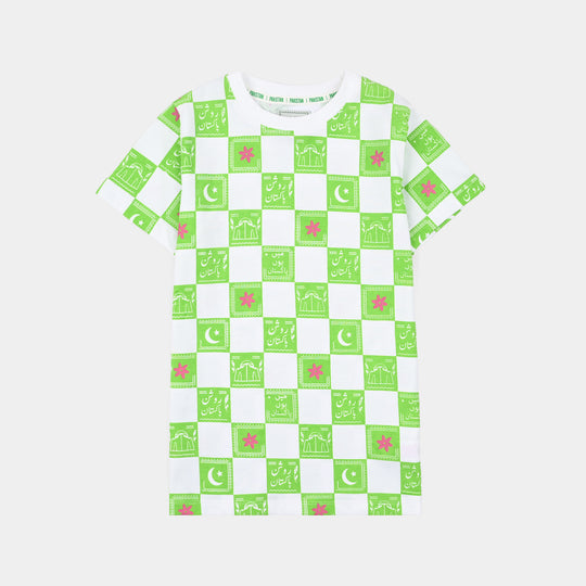 Girls Roshan Pakistan T-Shirt – Green & White