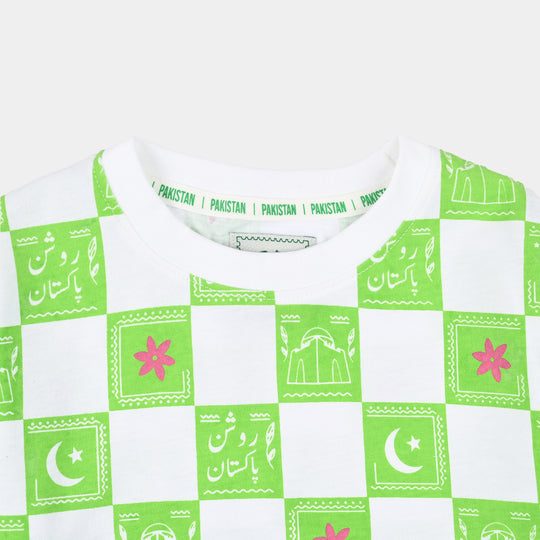 Girls Roshan Pakistan T-Shirt – Green & White