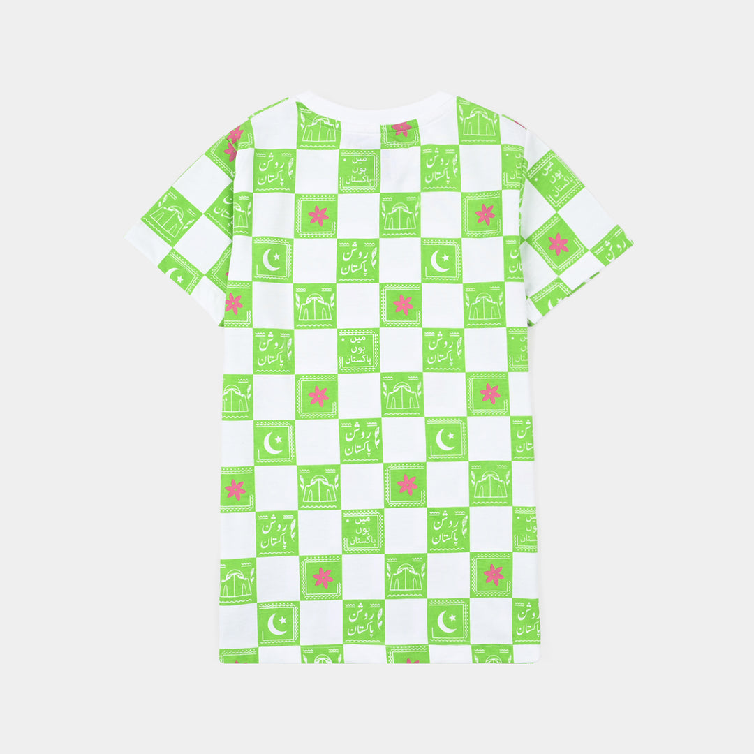 Girls Roshan Pakistan T-Shirt – Green & White