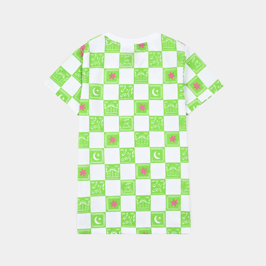Girls Roshan Pakistan T-Shirt – Green & White