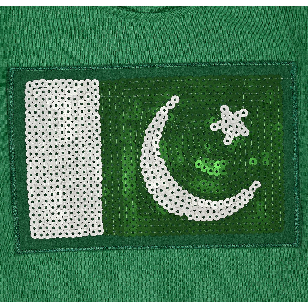 Infant Boys Cotton Jersey T-Shirt Sequins Flag-Green