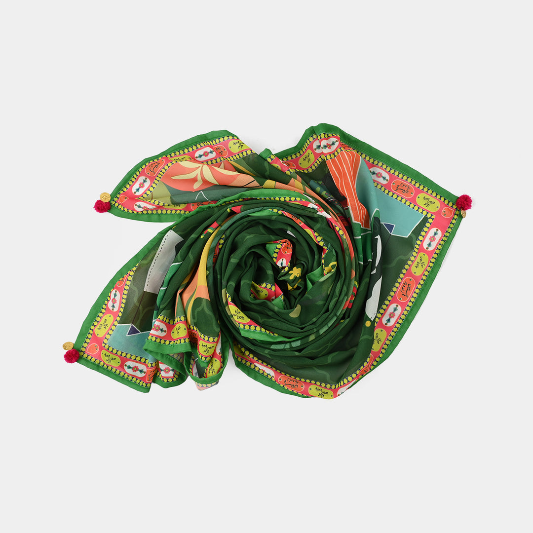 Girls Mera Pakistan Chiffon Dupatta – Green