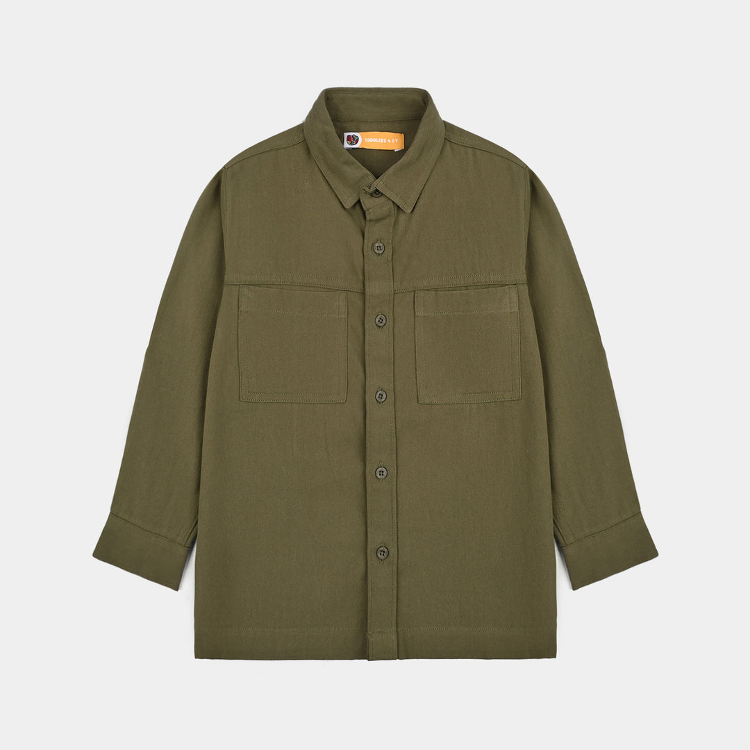 Boys Cotton Twill Shirt (Moss) - GREEN
