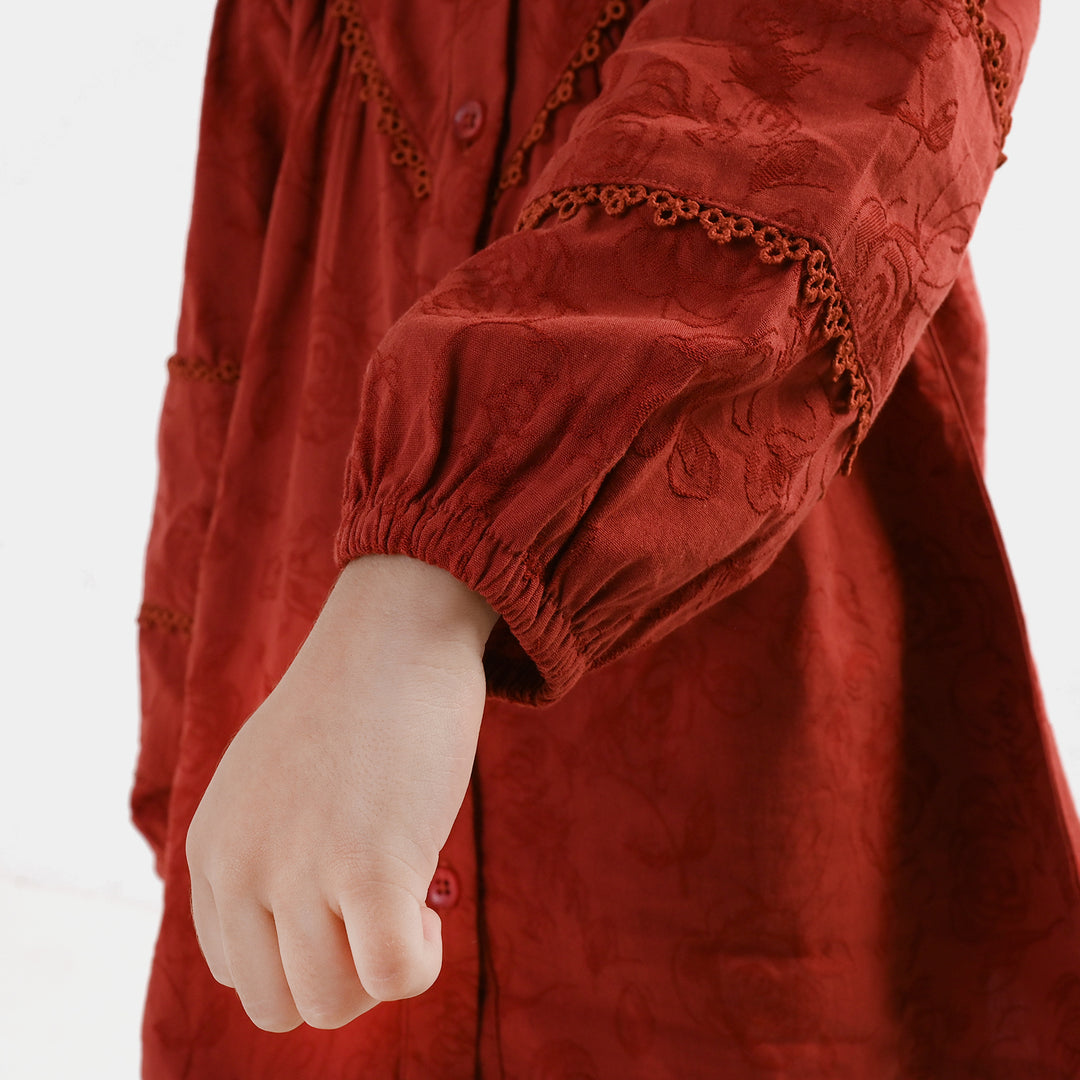 Girls Cotton Jacquard Co-Ord Set Haze - Red
