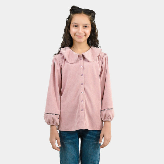 Girls Corduroy Casual Top Flamingo - Tea Pink