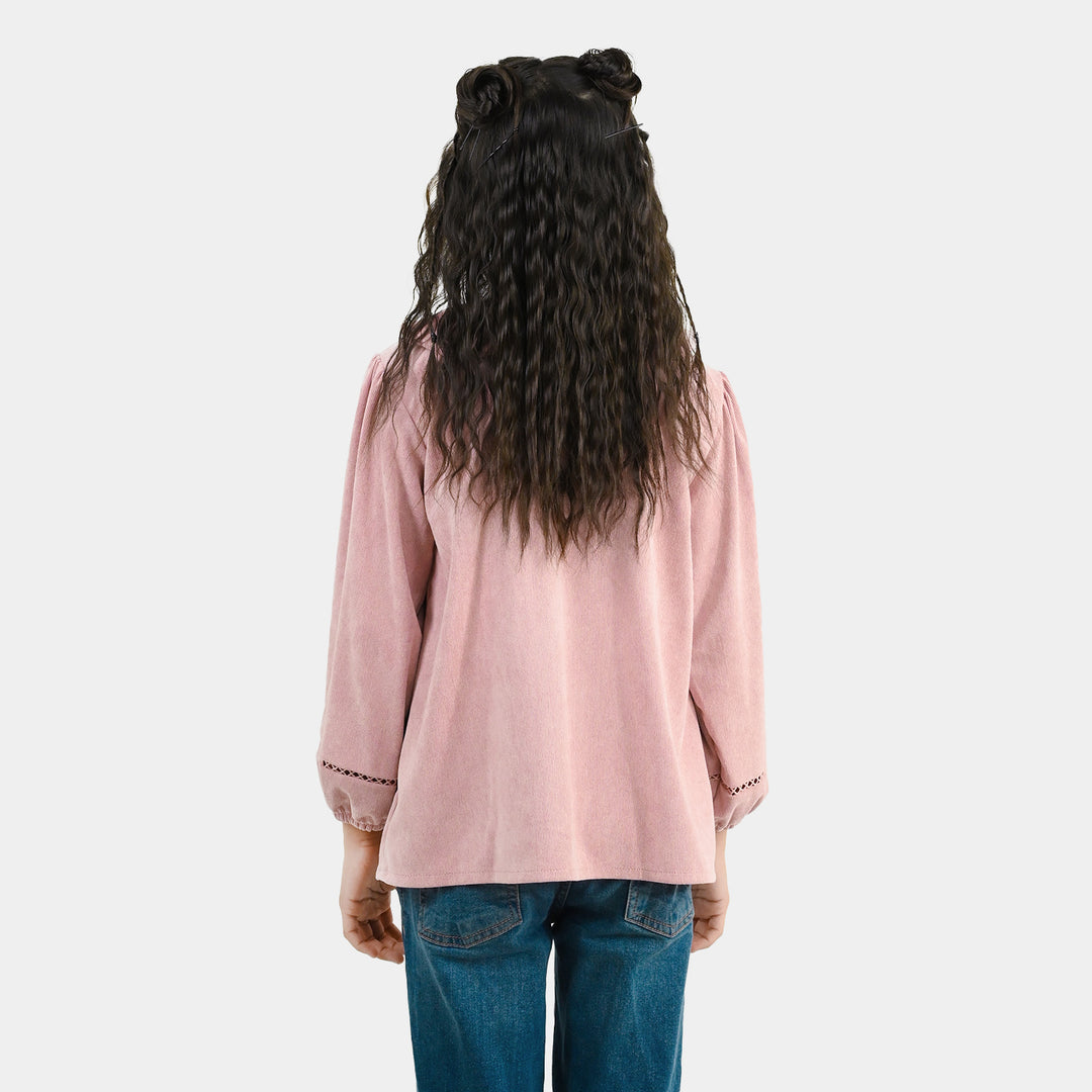 Girls Corduroy Casual Top Flamingo - Tea Pink