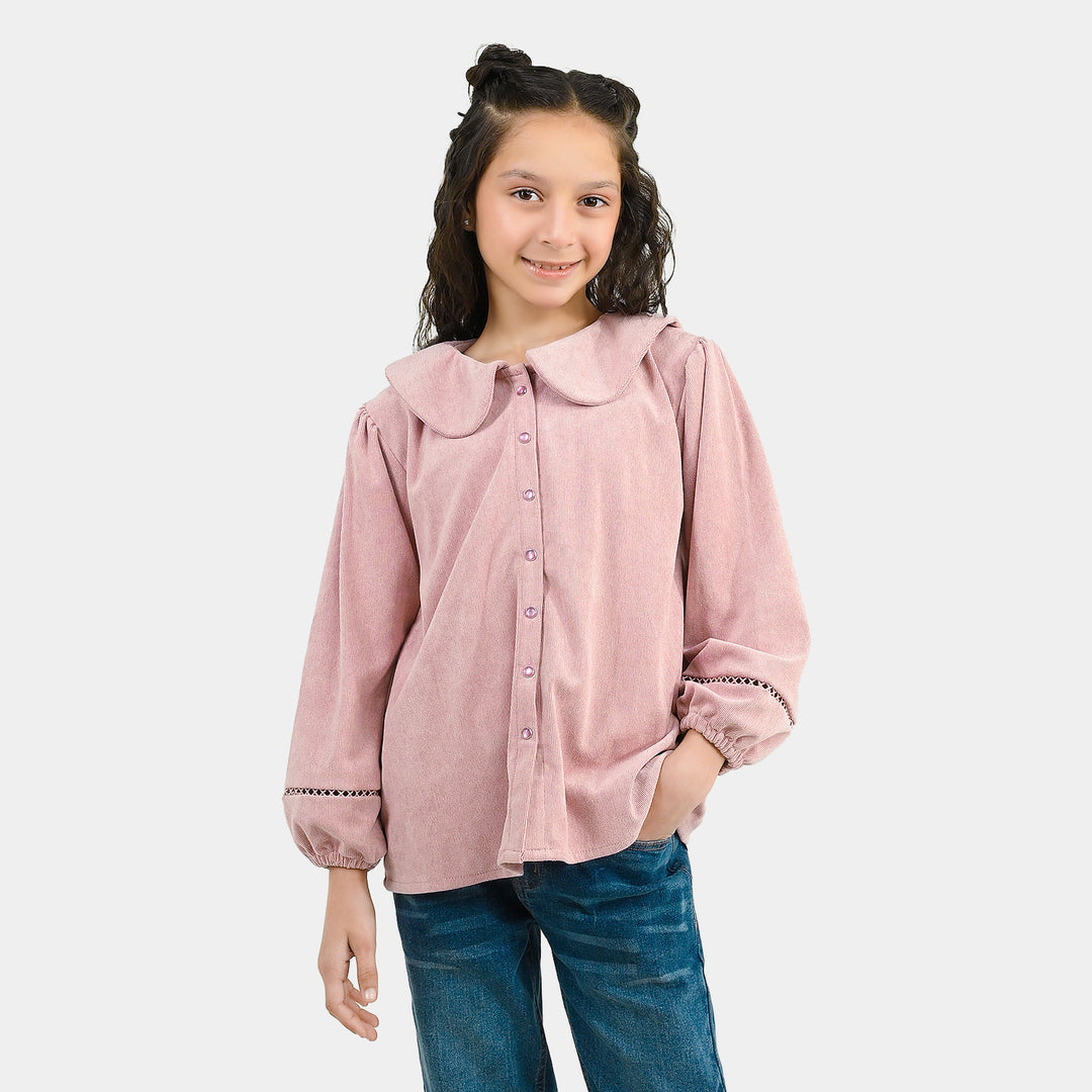 Girls Corduroy Casual Top Flamingo - Tea Pink
