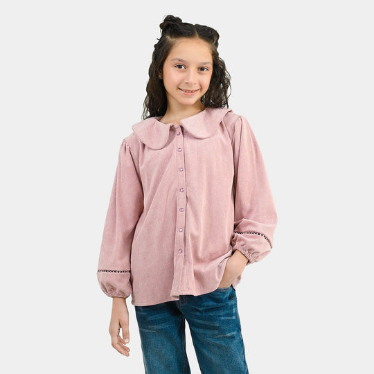 Girls Corduroy Casual Top Flamingo - Tea Pink