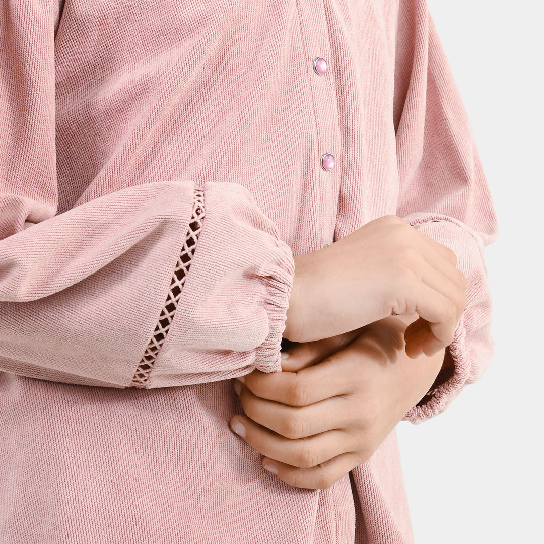 Girls Corduroy Casual Top Flamingo - Tea Pink