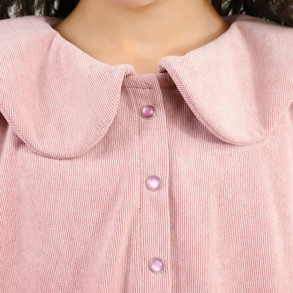 Girls Corduroy Casual Top Flamingo - Tea Pink