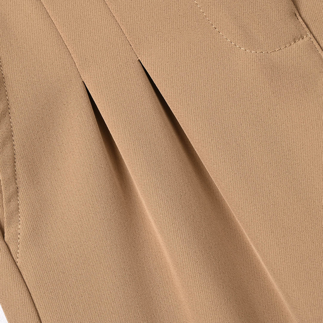 Girls Polyester Pant Pleats - BROWN