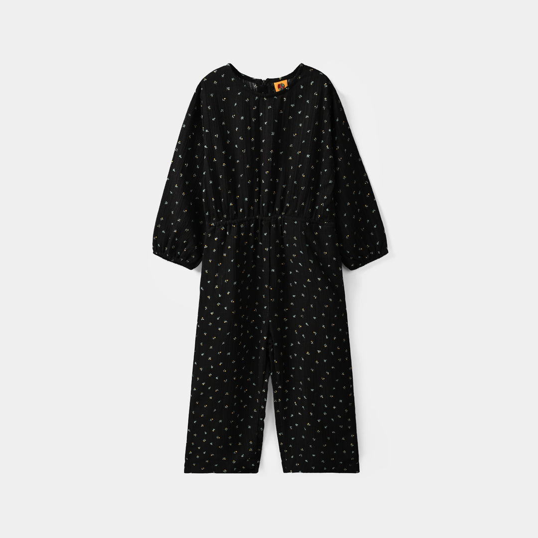 Girls Polyester Jumpsuit Lilies - Black