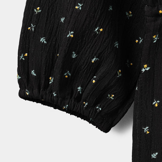 Girls Polyester Jumpsuit Lilies - Black