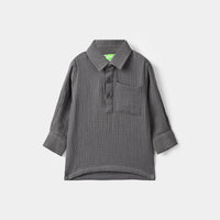 Infant Boys Gauze Shirt (Solid Gauze) - Grey