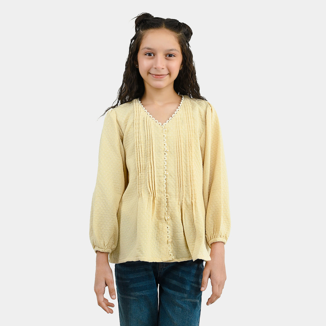 Girls Gauze Casual Top Vanilla - Cream