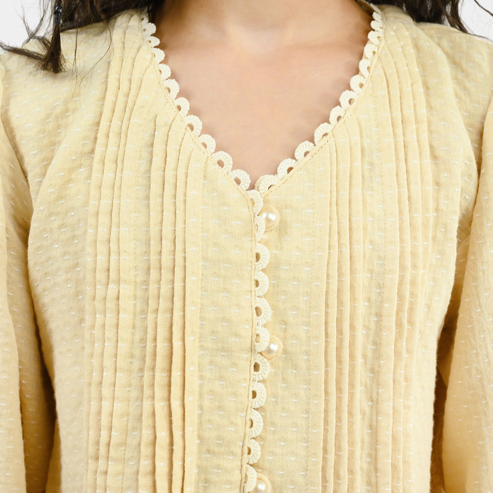 Girls Gauze Casual Top Vanilla - Cream