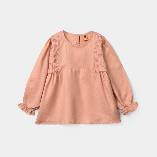 Girls Jacquard Embroidered Top Bloom - Peach