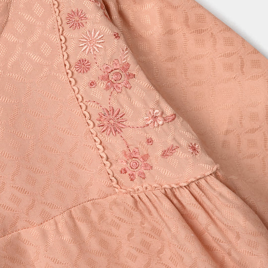 Girls Jacquard Embroidered Top Bloom - Peach