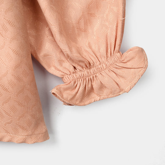 Girls Jacquard Embroidered Top Bloom - Peach