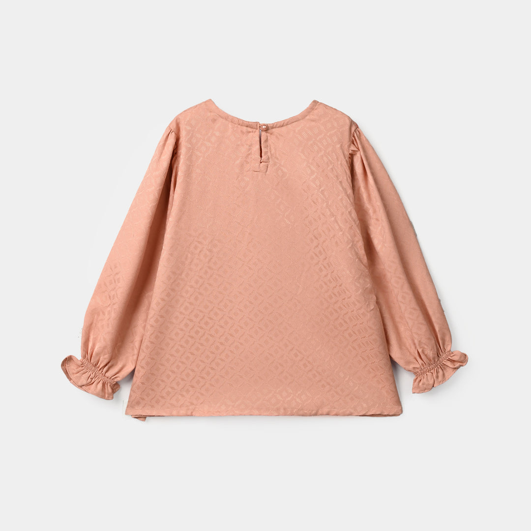 Girls Jacquard Embroidered Top Bloom - Peach