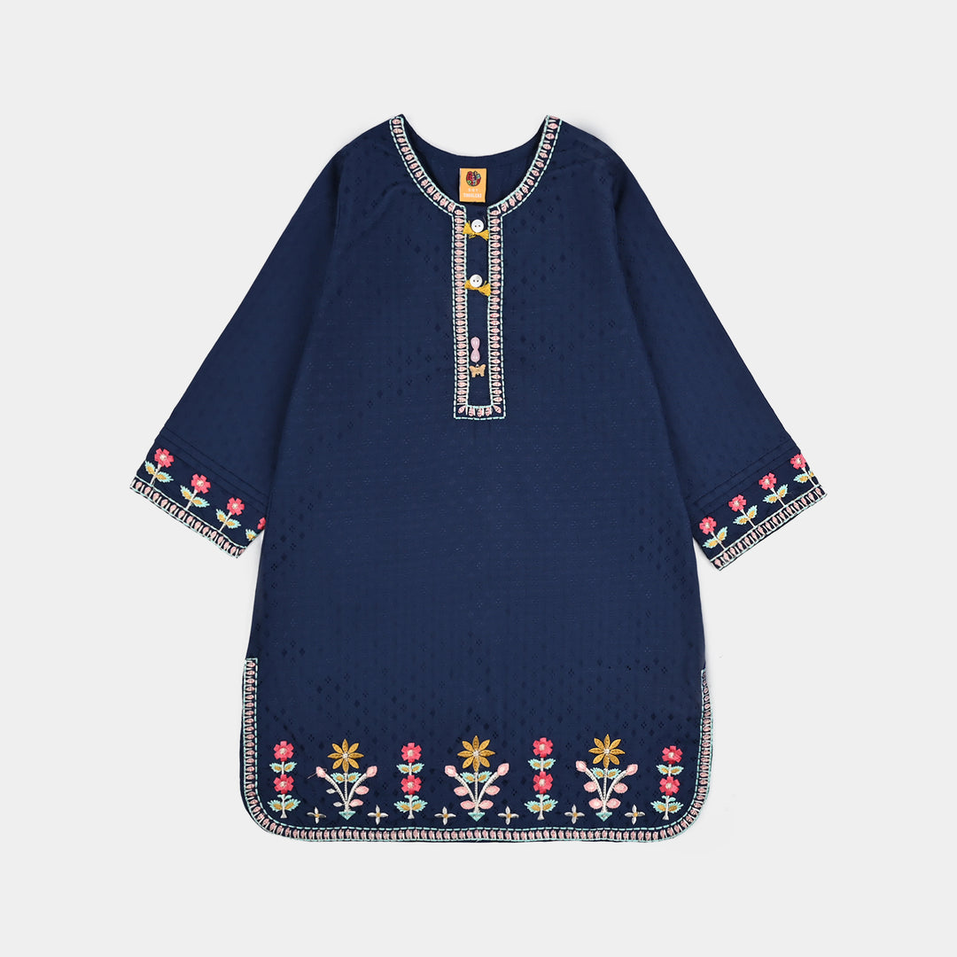 Girls Jacquard Emb 2Pcs Classy - Navy Blue