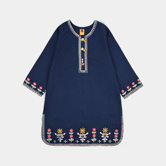 Girls Jacquard Emb 2Pcs Classy - Navy Blue