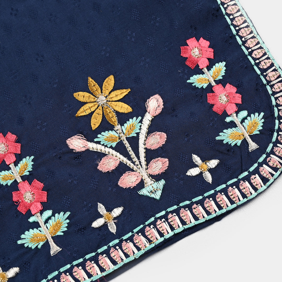 Girls Jacquard Emb 2Pcs Classy - Navy Blue