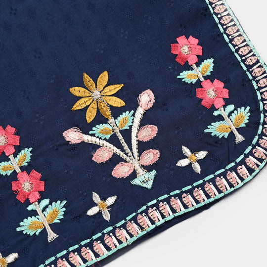 Girls Jacquard Emb 2Pcs Classy - Navy Blue