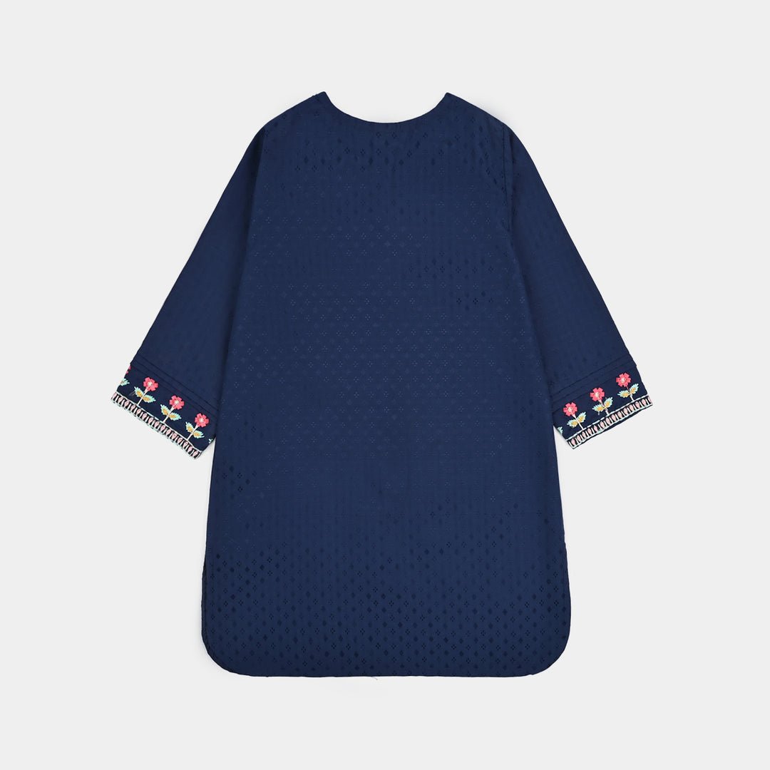 Girls Jacquard Emb 2Pcs Classy - Navy Blue