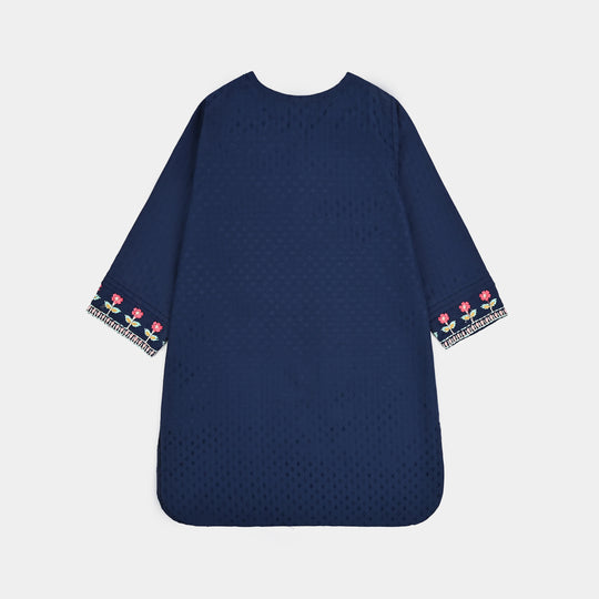 Girls Jacquard Emb 2Pcs Classy - Navy Blue
