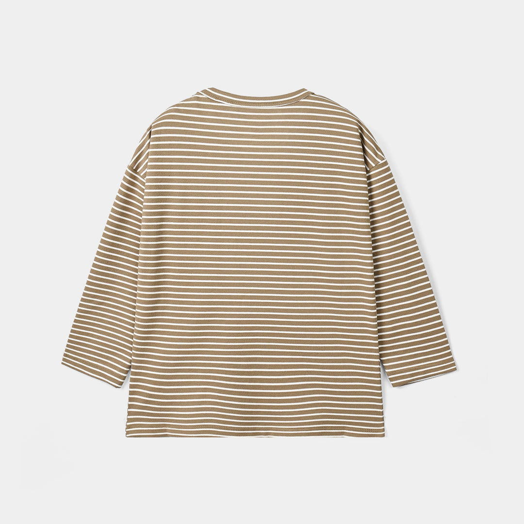 Boys Yarn Dyed T-Shirt Live The Route - BROWN