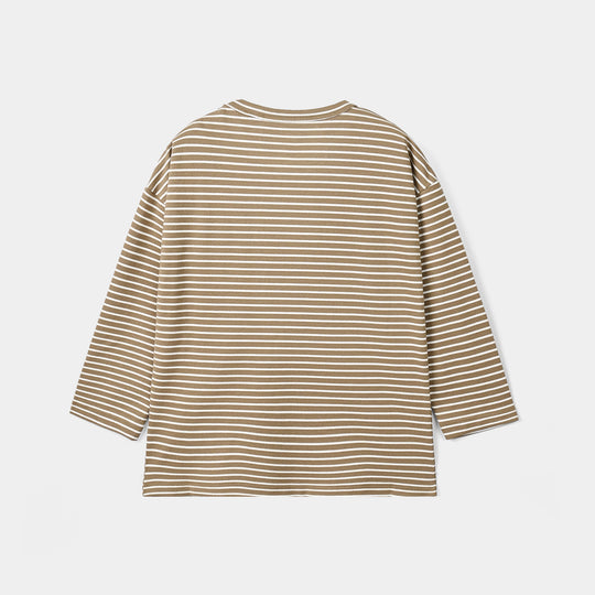 Boys Yarn Dyed T-Shirt Live The Route - BROWN