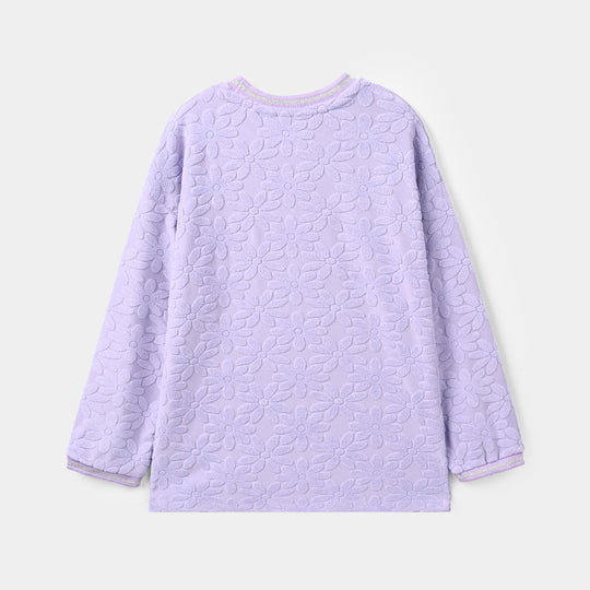 Girls Lycra Jersey T-Shirt Purple Floral-Purple