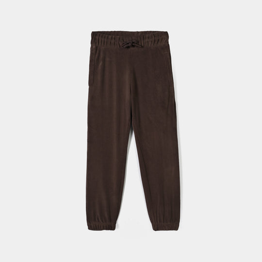 Boys Cotton Interlock 2 Pcs Suit Sport Club-BROWN