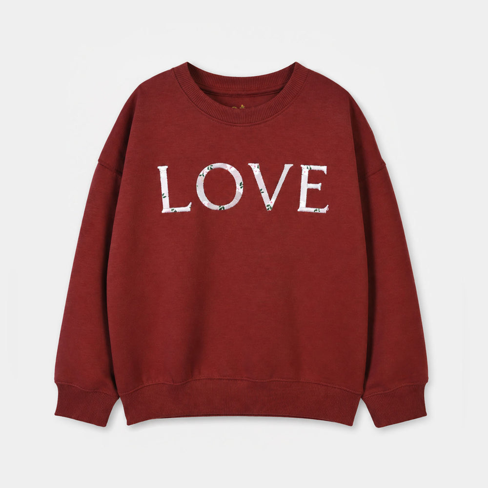 Girl 2 Pcs Suit Love Cotton Jersey - Maroon