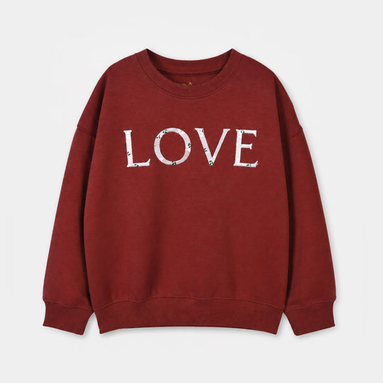 Girl 2 Pcs Suit Love Cotton Jersey - Maroon